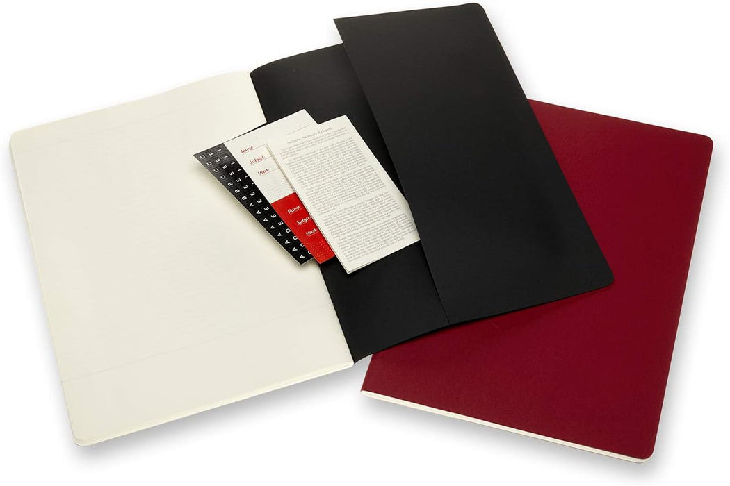 Moleskine Size A4 21 x 29.7 cm Subject Cahier Journal, Notebooks for Taking Notes, Cardboard Cover, Academic Page Layout, Colour Black and Cranberry Red, 160 Pages, Set of 2