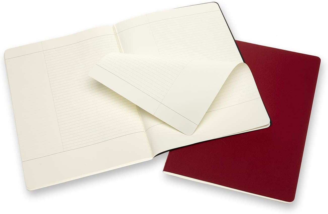Moleskine Size A4 21 x 29.7 cm Subject Cahier Journal, Notebooks for Taking Notes, Cardboard Cover, Academic Page Layout, Colour Black and Cranberry Red, 160 Pages, Set of 2