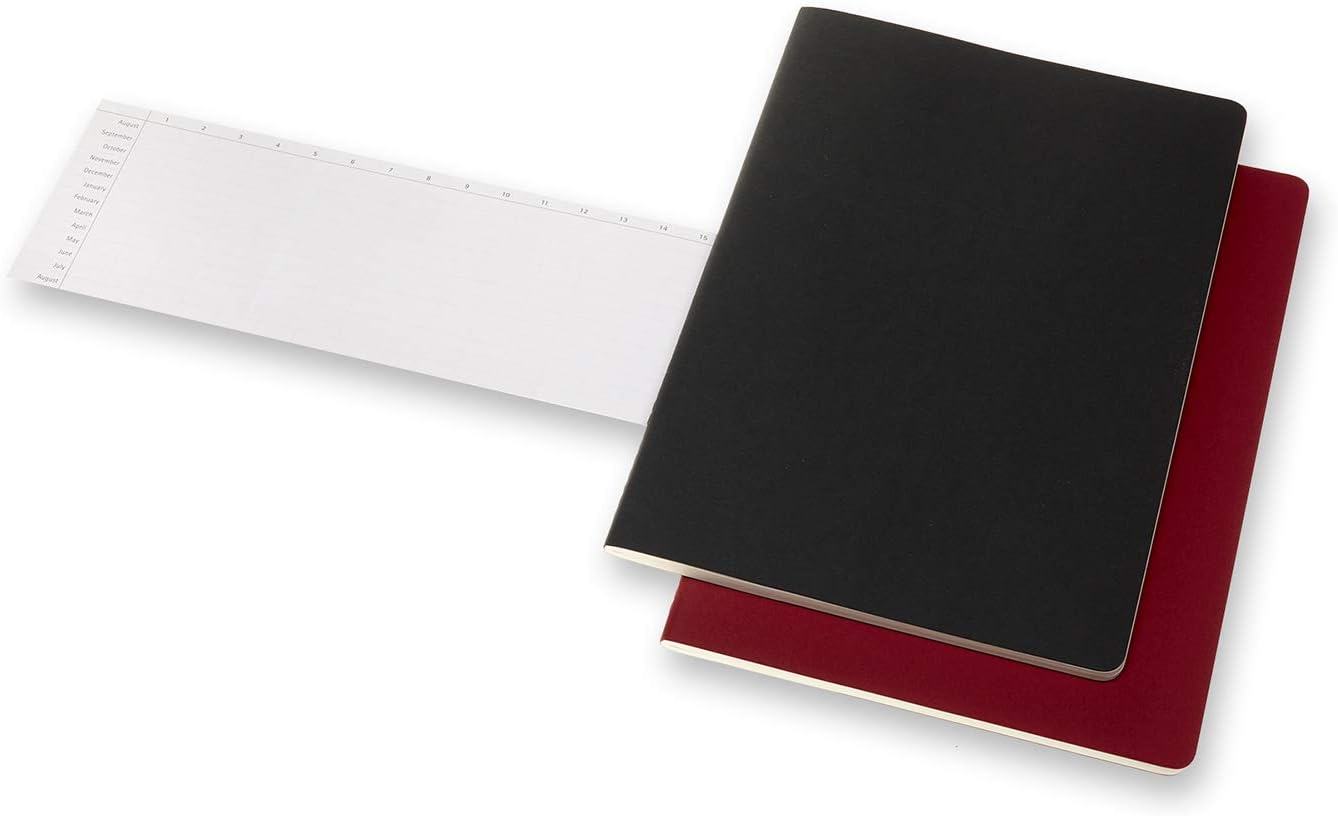 Moleskine Size A4 21 x 29.7 cm Subject Cahier Journal, Notebooks for Taking Notes, Cardboard Cover, Academic Page Layout, Colour Black and Cranberry Red, 160 Pages, Set of 2