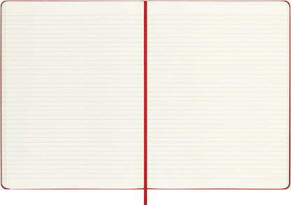 Moleskine Classic Ruled Paper Notebook, Hard Cover and Elastic Closure Journal, Color Scarlet Red, Size Extra Large 19 x 25 cm, 192 Pages