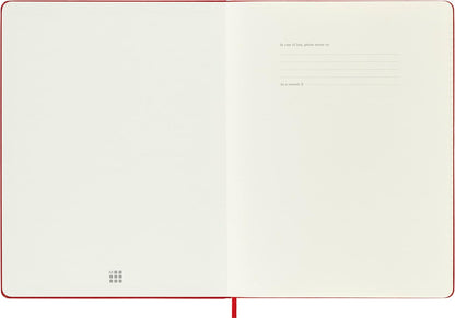 Moleskine Classic Ruled Paper Notebook, Hard Cover and Elastic Closure Journal, Color Scarlet Red, Size Extra Large 19 x 25 cm, 192 Pages