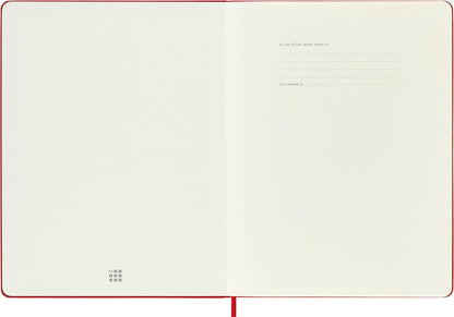 Moleskine Classic Plain Paper Notebook, Hard Cover and Elastic Closure Journal, Color Scarlet Red, Size Extra Large 19 x 25 cm, 192 Pages
