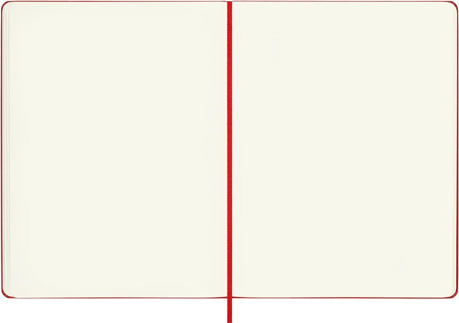 Moleskine Classic Plain Paper Notebook, Hard Cover and Elastic Closure Journal, Color Scarlet Red, Size Extra Large 19 x 25 cm, 192 Pages