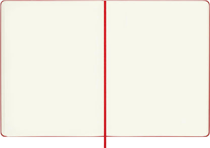 Moleskine Classic Plain Paper Notebook, Hard Cover and Elastic Closure Journal, Color Scarlet Red, Size Extra Large 19 x 25 cm, 192 Pages
