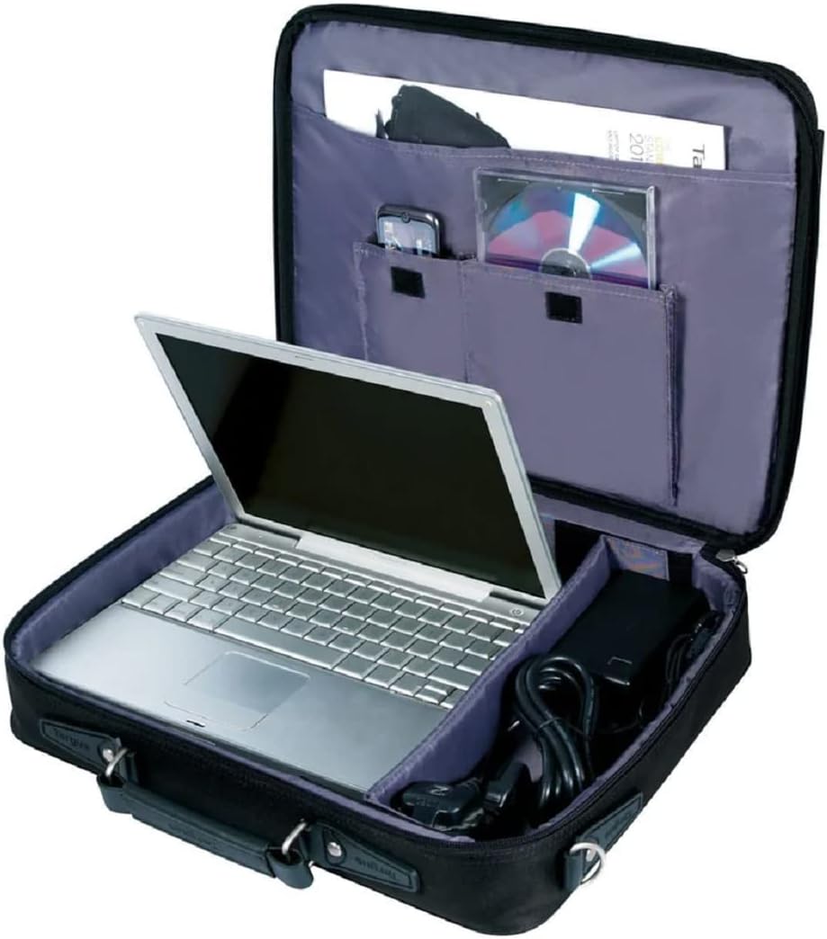 Targus Laptop Bag, Fits up to 16-Inch Laptop, with Padded Compartment and Detachable Shoulder Strap, Clamshell Laptop Case Design, (CN01) - Black