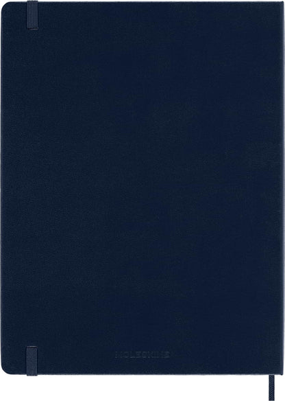Moleskine Classic Plain Paper Notebook, Hard Cover and Elastic Closure Journal, Color Sapphire Blue, Size Extra Large 19 x 25 cm, 192 Pages