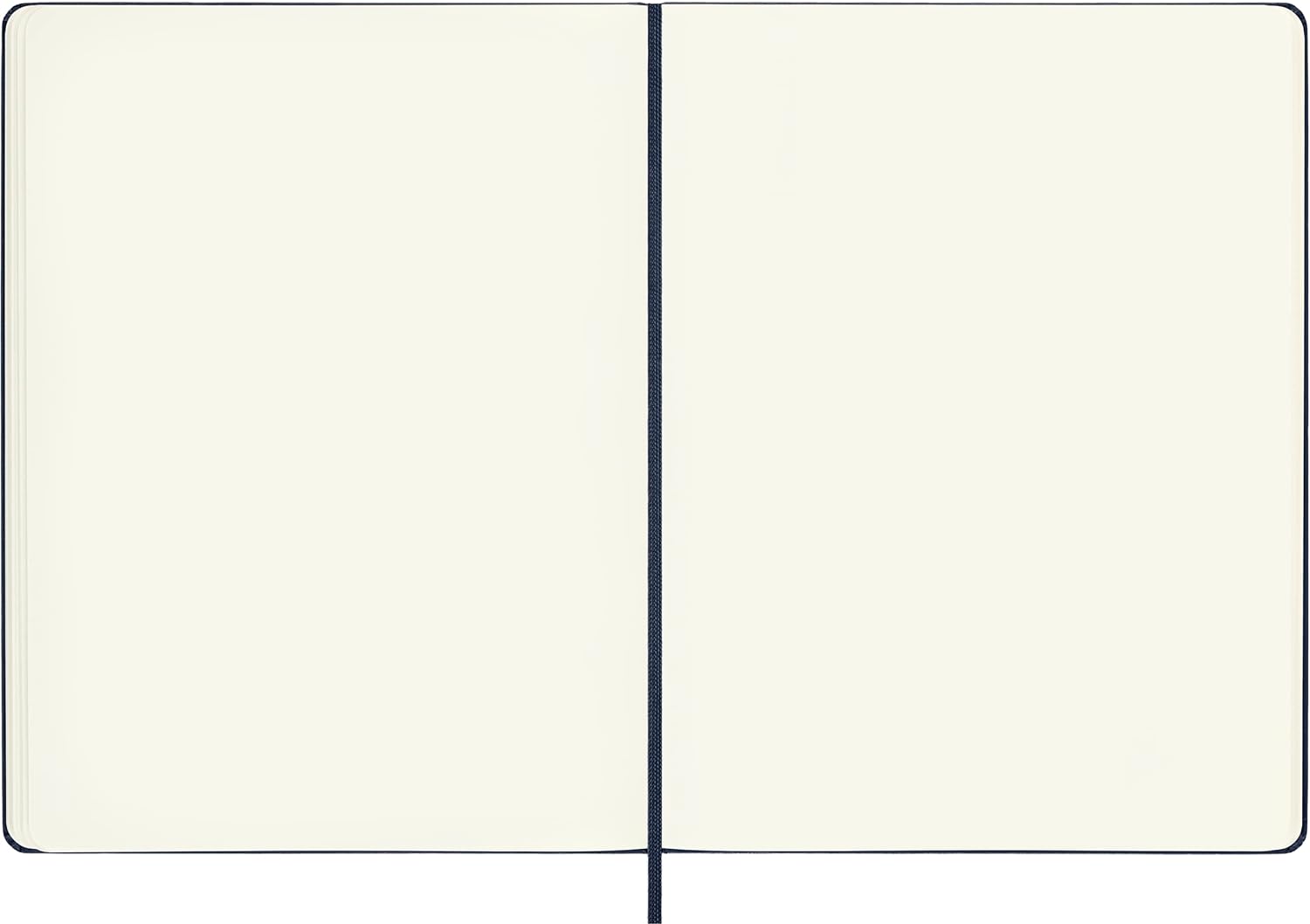 Moleskine Classic Plain Paper Notebook, Hard Cover and Elastic Closure Journal, Color Sapphire Blue, Size Extra Large 19 x 25 cm, 192 Pages