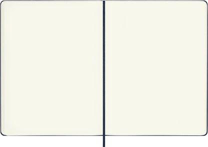 Moleskine Classic Plain Paper Notebook, Hard Cover and Elastic Closure Journal, Color Sapphire Blue, Size Extra Large 19 x 25 cm, 192 Pages