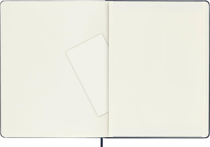 Moleskine Classic Plain Paper Notebook, Hard Cover and Elastic Closure Journal, Color Sapphire Blue, Size Extra Large 19 x 25 cm, 192 Pages