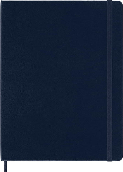 Moleskine Classic Plain Paper Notebook, Hard Cover and Elastic Closure Journal, Color Sapphire Blue, Size Extra Large 19 x 25 cm, 192 Pages
