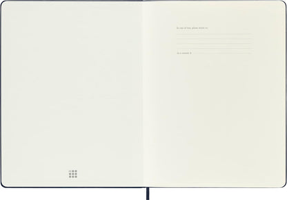 Moleskine Classic Plain Paper Notebook, Hard Cover and Elastic Closure Journal, Color Sapphire Blue, Size Extra Large 19 x 25 cm, 192 Pages