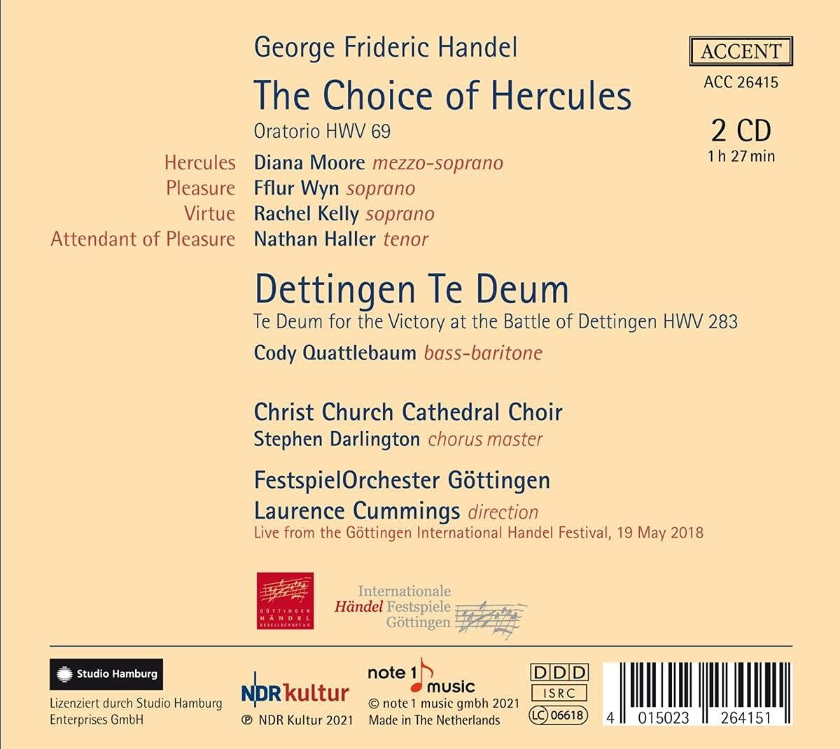 Handel: The Choice Of Hercules Dettingen Te Deum