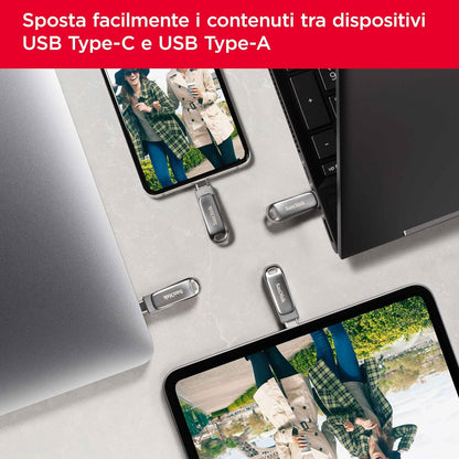 SanDisk 32GB Ultra Dual Drive Luxe, USB Type-C Flash Drive all-metal, up to 150MB/s with reversible USB Type-C and USB Type-A connectors, for smartphones, tablets, Macs and computers