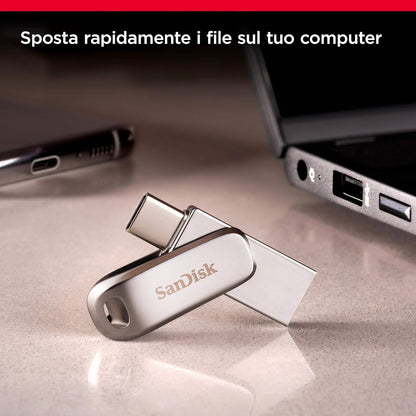 SanDisk 32GB Ultra Dual Drive Luxe, USB Type-C Flash Drive all-metal, up to 150MB/s with reversible USB Type-C and USB Type-A connectors, for smartphones, tablets, Macs and computers
