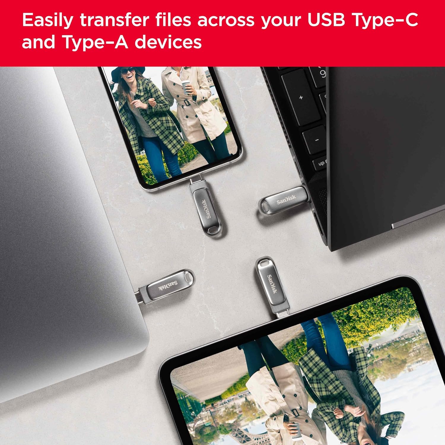 SanDisk 32GB Ultra Dual Drive Luxe, USB Type-C Flash Drive all-metal, up to 150MB/s with reversible USB Type-C and USB Type-A connectors, for smartphones, tablets, Macs and computers