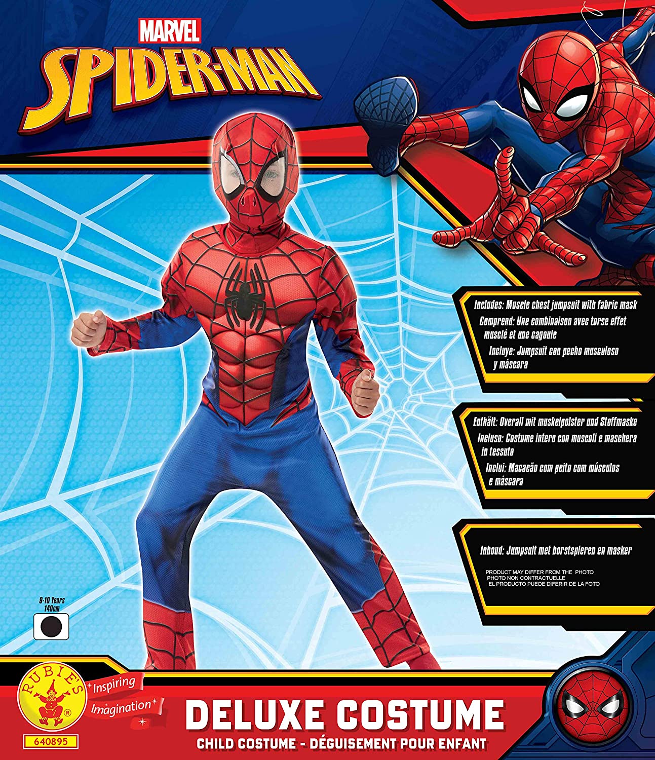 Rubie's Official Marvel Spider-Man Deluxe Childs Costume, Kids Superhero Fancy Dress 9-10 Years single