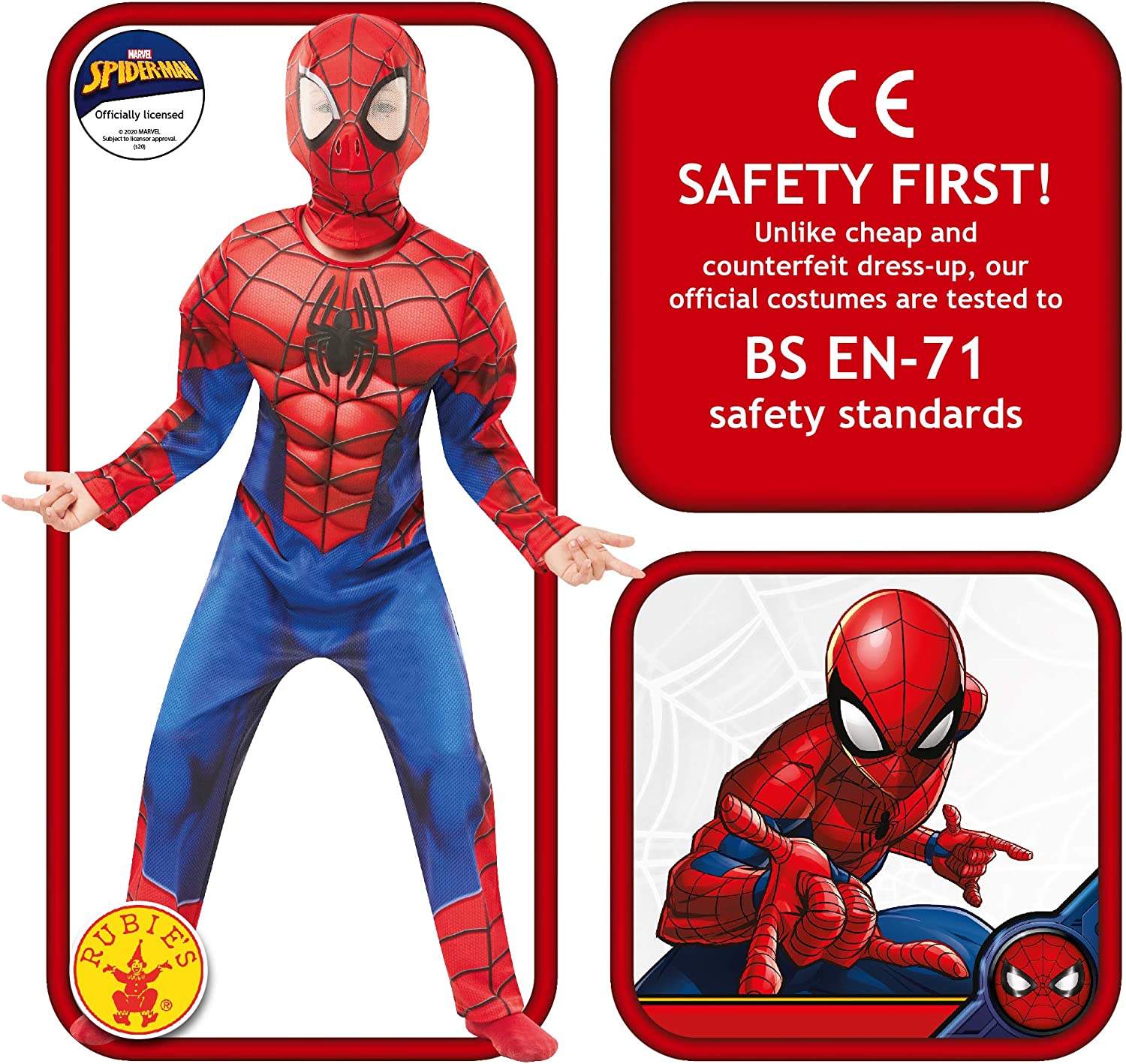 Rubie's Official Marvel Spider-Man Deluxe Childs Costume, Kids Superhero Fancy Dress 9-10 Years single