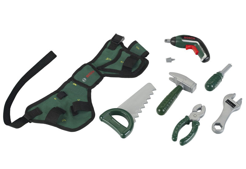 Theo Klein 8313 Bosch Tool Belt I With hammer, pliers, saw and much more I With battery-powered Ixolino I Dimensions: 76 cm x 24 cm 4.5 cm I Toy for children aged 3 years and up
