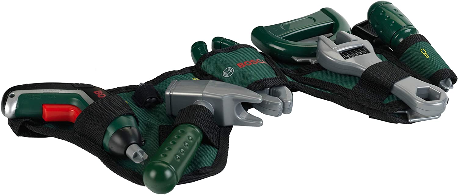 Theo Klein 8313 Bosch Tool Belt I With hammer, pliers, saw and much more I With battery-powered Ixolino I Dimensions: 76 cm x 24 cm 4.5 cm I Toy for children aged 3 years and up