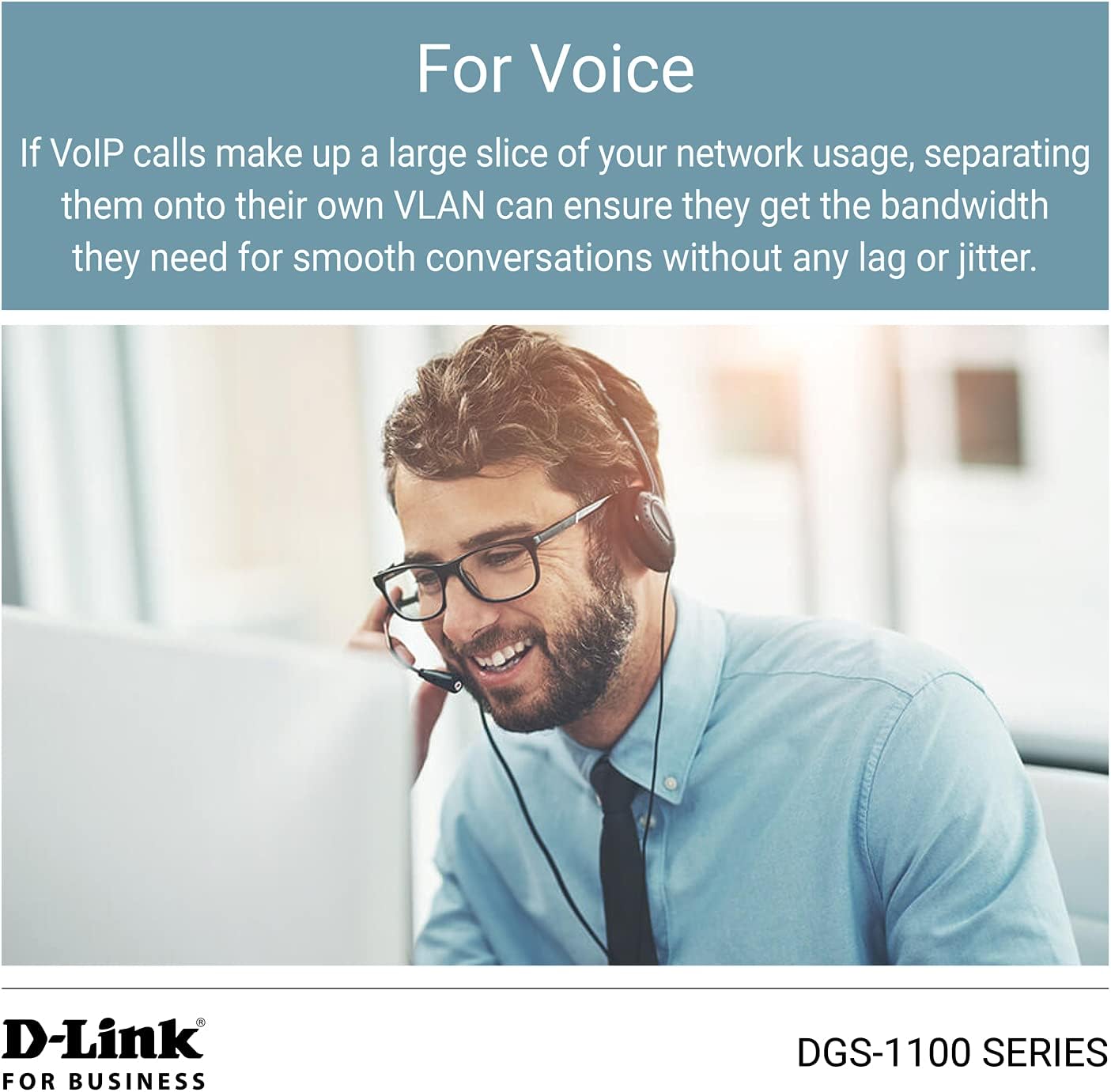 D-Link DGS-1100-08V2 8-Port Gigabit Smart Managed Switch with VLAN support, layer 2 features, QoS, 802.3az EEE, Fanless, Black