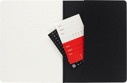 Moleskine X-Large Size 19 x 25 cm Subject Cahier Journal, Notebooks for Taking Notes, Cardboard Cover, Academic Page Layout, Colour Black and Cranberry Red, 160 Pages, Set of 2