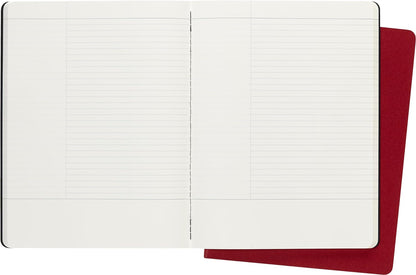 Moleskine X-Large Size 19 x 25 cm Subject Cahier Journal, Notebooks for Taking Notes, Cardboard Cover, Academic Page Layout, Colour Black and Cranberry Red, 160 Pages, Set of 2