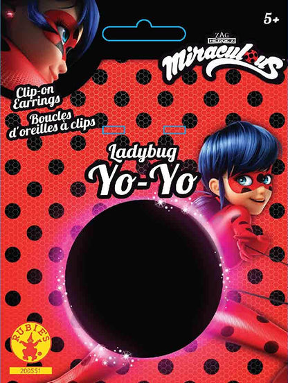 Rubie's Official Miraculous Ladybug Childs Clip-on Earrings and Yo-Yo Set, Fancy Dress Accessory Set