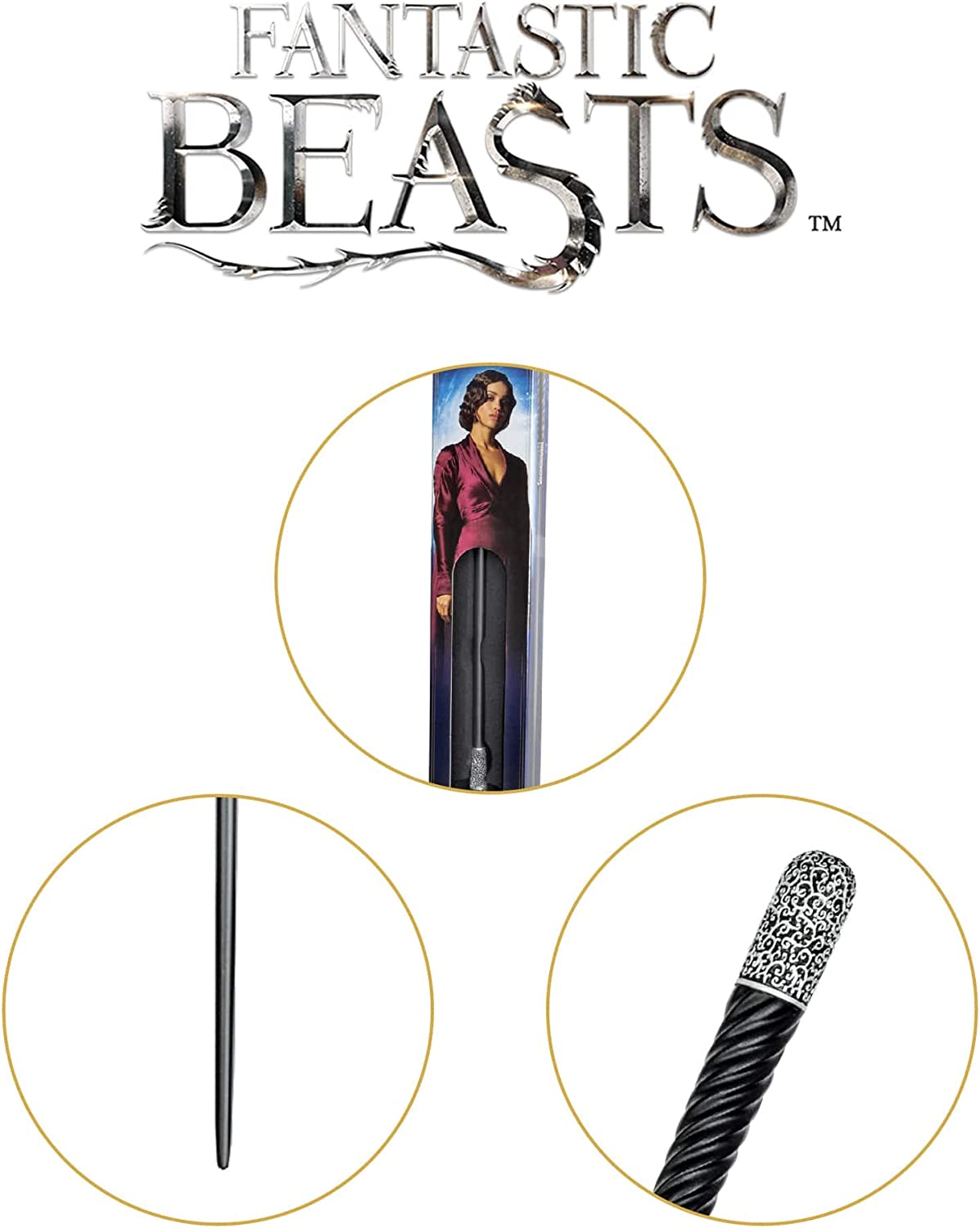 The Noble Collection - Leta Lestrange Wand In A Standard Windowed Box - 14in (34.5cm) Wizarding World Wand - Fantastic Beasts Film Set Movie Props Wands