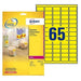 Avery L7651Y-25 Mini Etichette Fluorescenti, 65 Pezzi per Foglio, 25 Fogli, 38.1 x 21.2, Giallo
