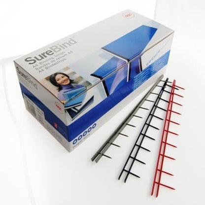 GBC SureBind Binding Strips, 25 mm, 250 Sheet Capacity, A4, Black, Pack of 100, 1132850