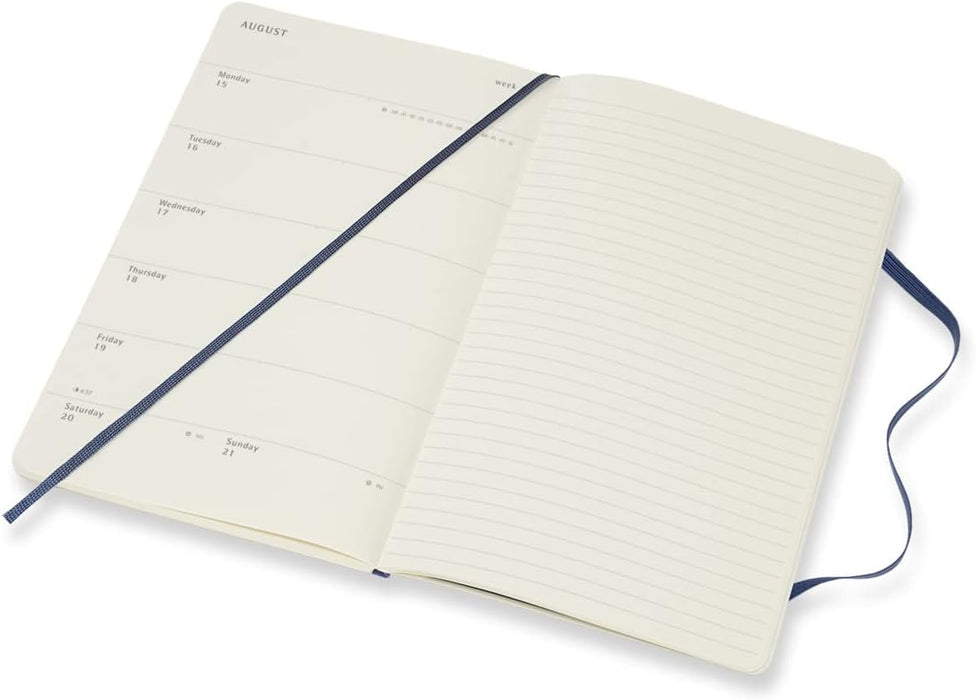Moleskine - 18-Month Weekly Planner/Diary, Weekly Planner 2021/2022, Weekly Notebook with Soft Cover and Elastic Closure, Size Large 13 x 21 cm, Colour Sapphire Blue, 208 Pages