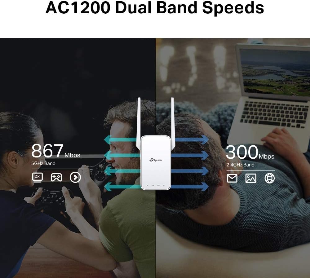 TP-Link AC1200 Mesh Wi-Fi Range Extender, Dual band Broadband/Wi-Fi Extender, Wi-Fi Booster/Hotspot with 1 Ethernet Port, Plug and Play, Smart signal indicator, Build-in AP mode, UK Plug, White(RE315