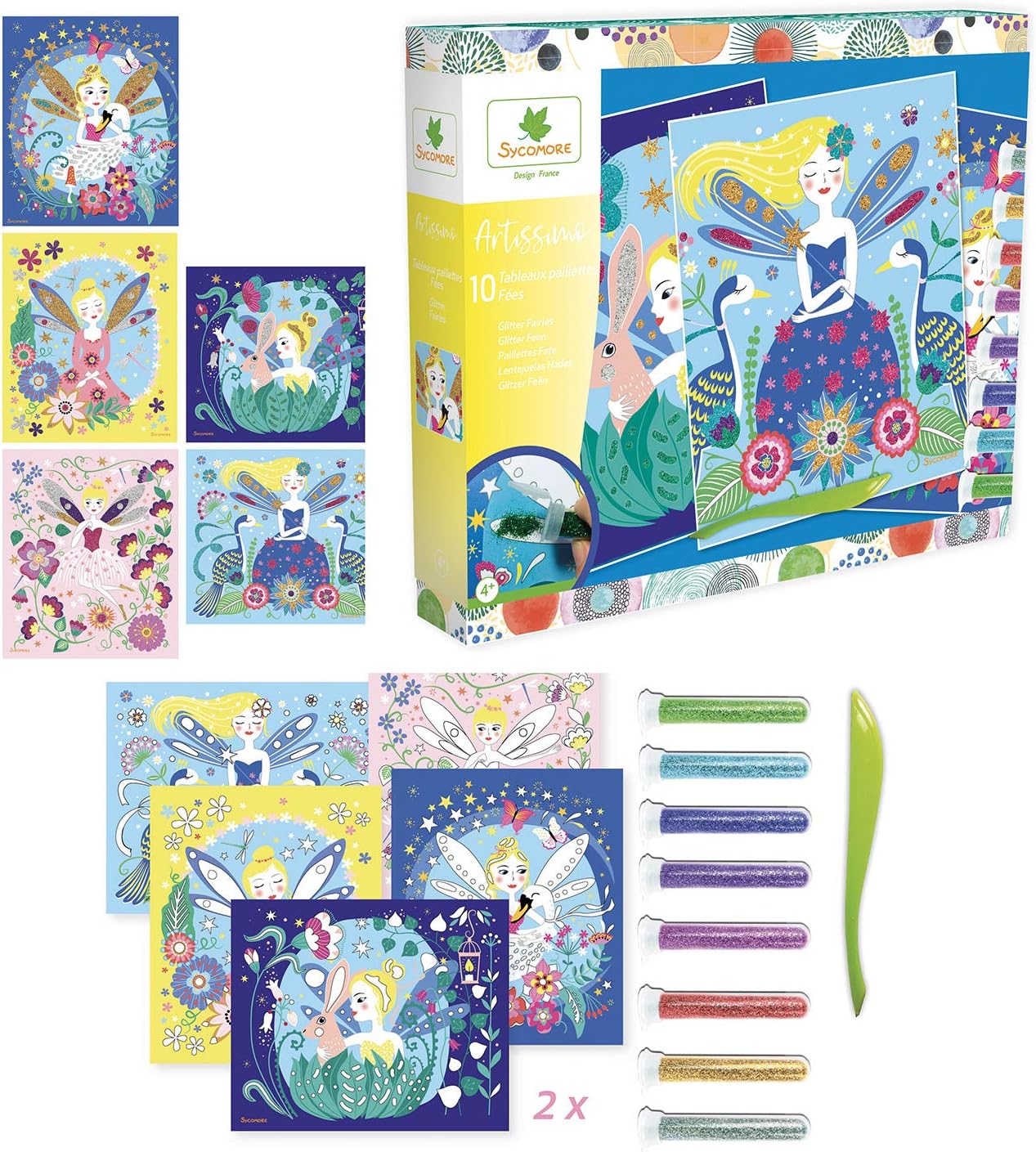 Sycomore-CREA012 Artissimo-10 grafici a Fiocchi-Fate-Ricreazione Creativa Bambino-da 4 anni-CREA012-Sycomore, Colore Plusieurs Couleurs, Taglia Unica, CREA012