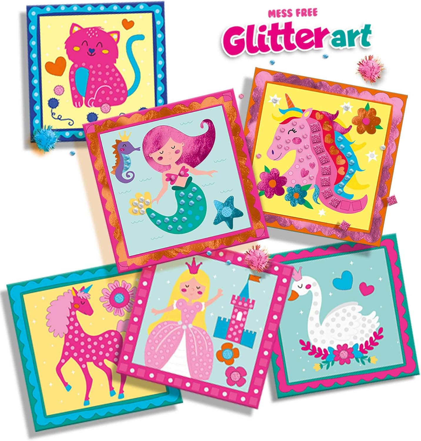 SES Creative- Mess-Free Glitter Art Set Arte con Brillantina Que no ensucia, Multicolor, M (14645