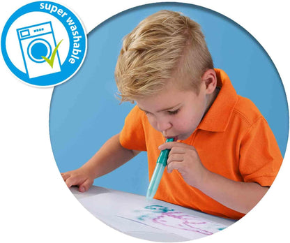 SES Creative 00275 - Blow Airbrush Pens, Set of 7 Color Transition Markers for Kids Creative Drawing
