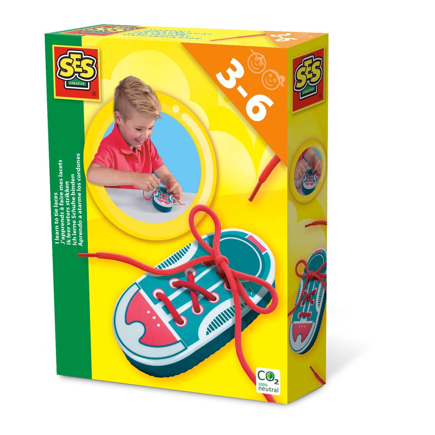 SES Creative 14629 I Learn to tie Shoe Laces, Multicolor, One Size