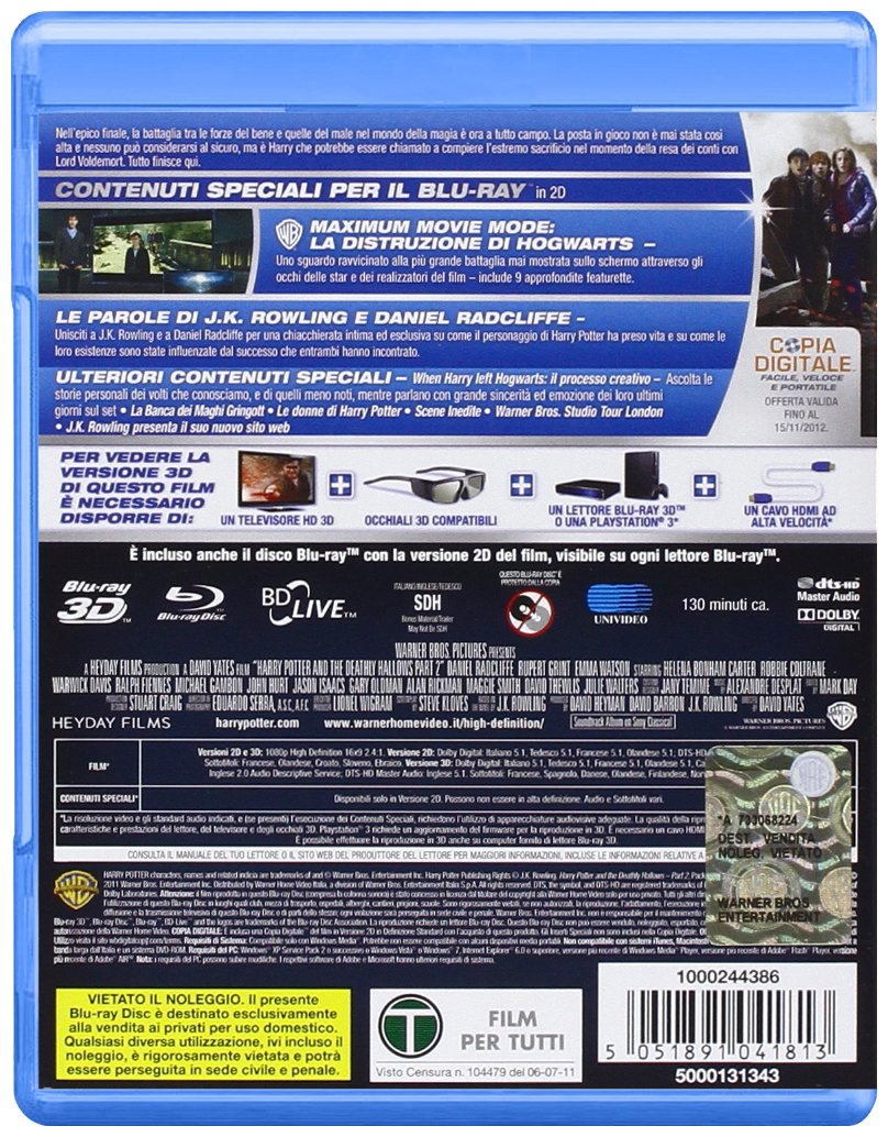 Harry Potter Doni Morte 2 Pt.(3d+2d+E-Copy