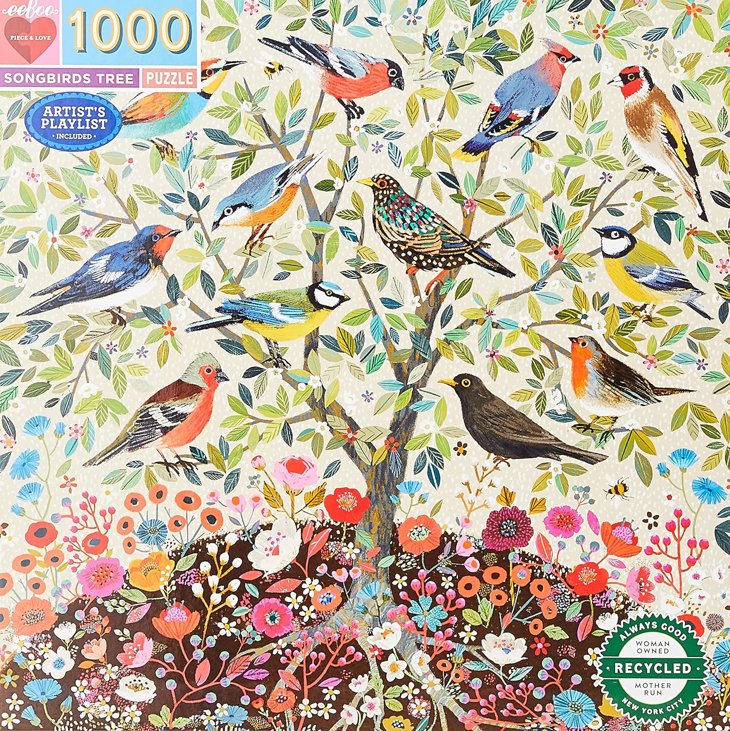 EeBoo 1000 Piece Jigsaw Puzzle - Songbird Tree (PZTSBD