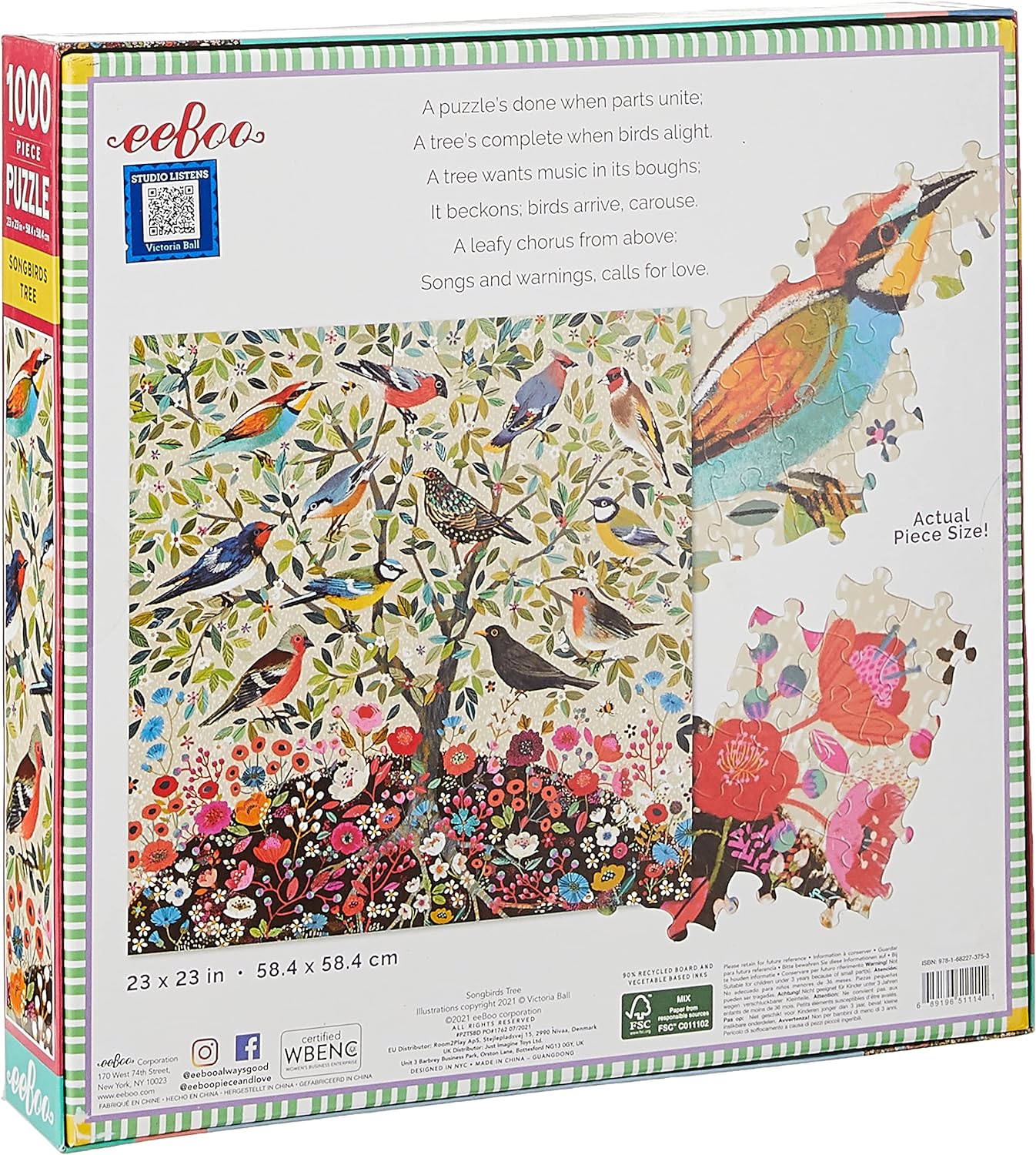 EeBoo 1000 Piece Jigsaw Puzzle - Songbird Tree (PZTSBD