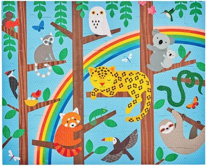Petit Collage Two-Sided 49-Piece Puzzle for Kids, Animal Menagerie – On-The-Go Double-Sided Puzzle for Preschoolers, Made with Safe Materials, Ideal for Ages 5+