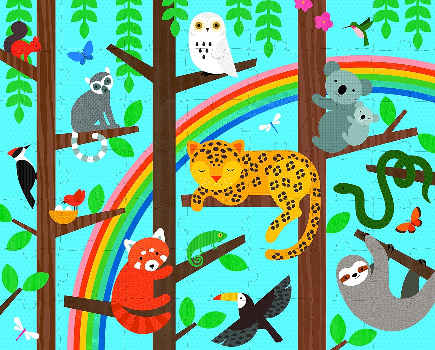 Petit Collage Two-Sided 49-Piece Puzzle for Kids, Animal Menagerie – On-The-Go Double-Sided Puzzle for Preschoolers, Made with Safe Materials, Ideal for Ages 5+