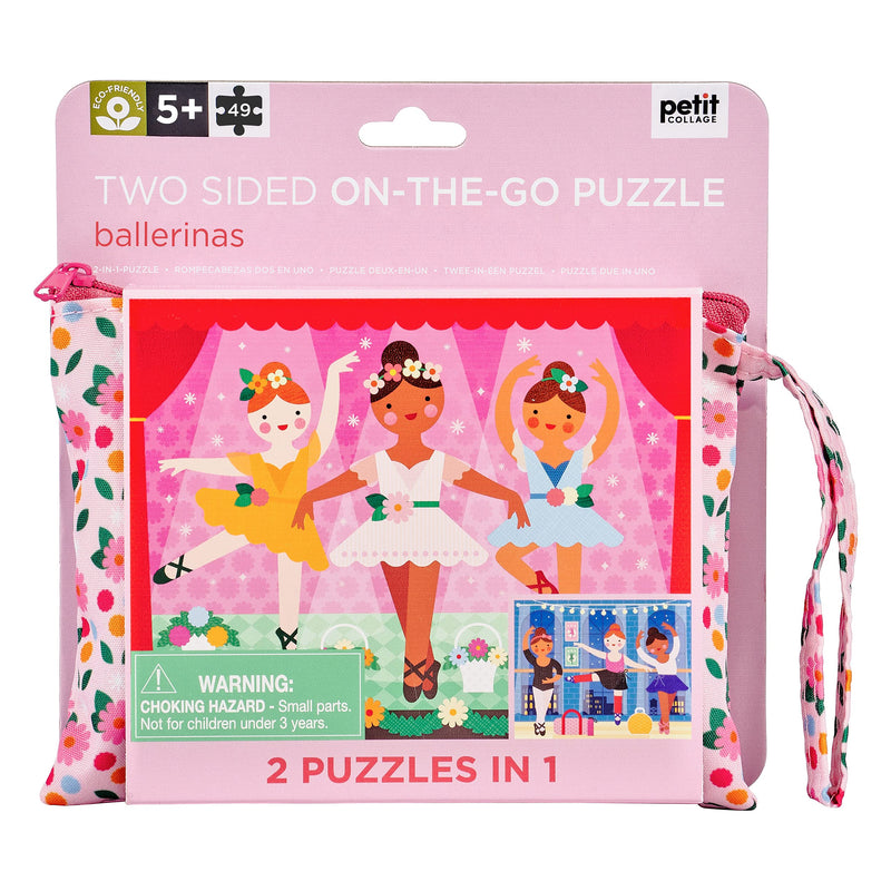 Petit Collage Two-Sided 49-Piece Puzzle for Kids, Ballerina – On-The-Go Double-Sided Puzzle for Preschoolers, Made with Safe Materials, Ideal for Ages 5+ Jigsaw Puz 2 Sided Ballerina
