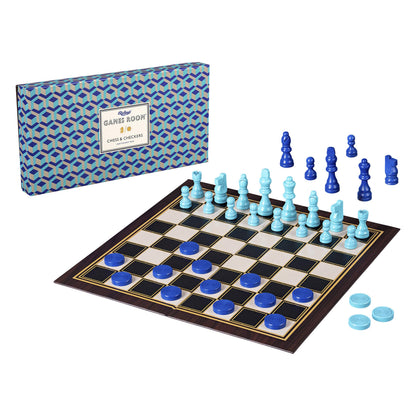 Ridley’s Classic 2-in-1 Chess and Checkers Set – Folding Family Board Games, Includes all Chess and Checkers Pieces, Ideal for Ages 8+ – Great Gift Idea