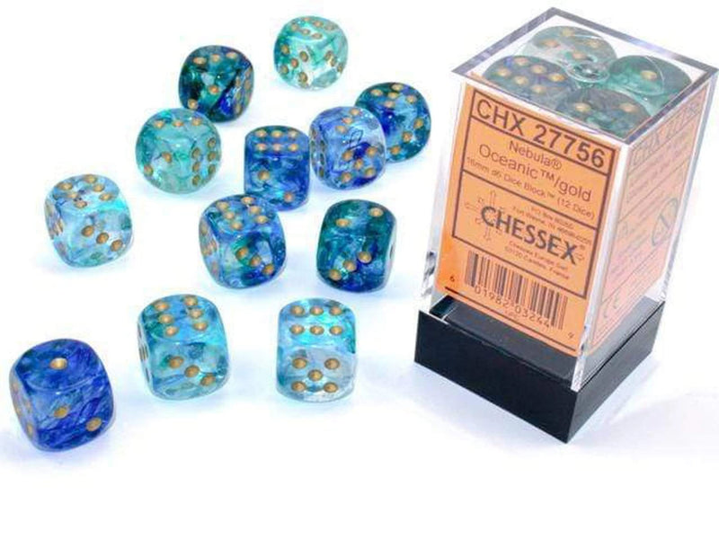 Nebula TM 16 mm d6 Oceanic/Golden Luminary Dice Block? (12 Dices