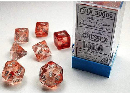 Chessex Nebula Polyhedral Dice Set Spring with White Luminary (7 dice)