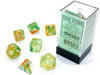 Chessex Nebula Polyhedral Dice Set Spring with White Luminary (7 dice)