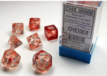 Chessex Nebula Polyhedral Red/Silver w/Luminary 7-Die Set