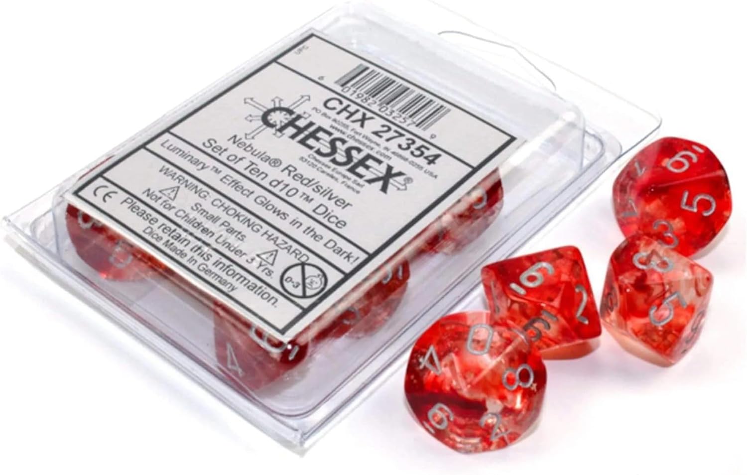 Chessex Nebula Polyhedral Red/Silver w/Luminary 7-Die Set