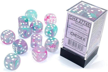 Chessex - Set 12 Nuts Nebula Wisteria/White Luminary