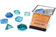 Oceanic Nebula Luminary Dice with Gold Numbers 16mm (5/8in) Set of 7 Chessex, Blue